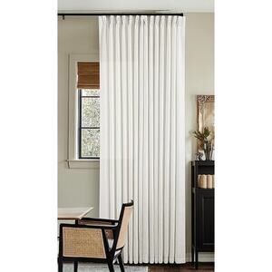 Beige Off White Textured Burlap Pinch Pleated Curtains 40" x 90"  2 Panels